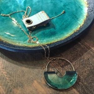 Anthropologie Glass Pendant Long Necklace